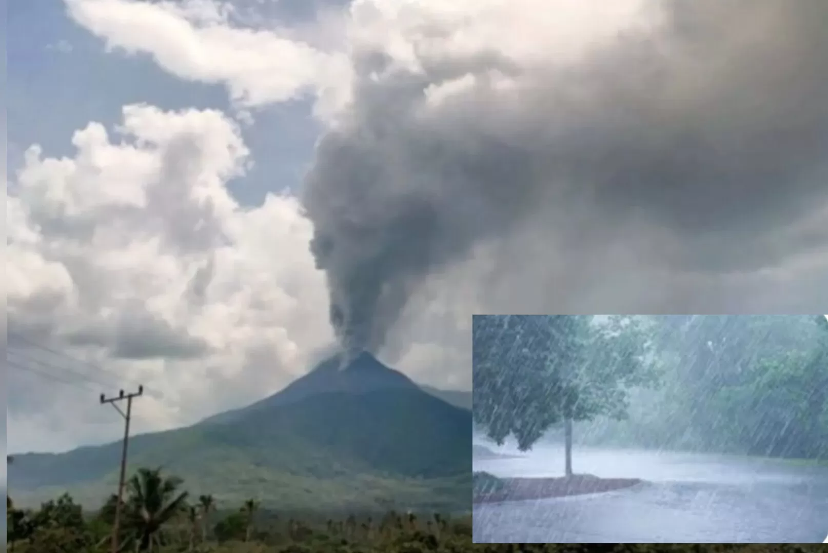 Gunung Mengeluarkan Abu Vulkanik Panas, Langit Menurunkan Air Hujan, Kesejukan