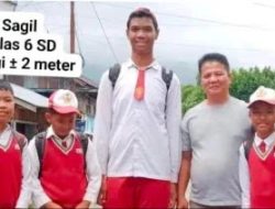 Viral! Sagil Muhammad Rizki Murid Kelas 6 SD dengan Tinggi 2 Meter, Jadi Anak SD Tertinggi di Dunia