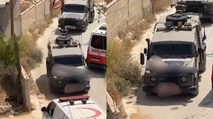 Keji, Tentara Israel Ikat Warga Palestina yang Terluka di Kap Mobil usai Ditangkap di Jenin